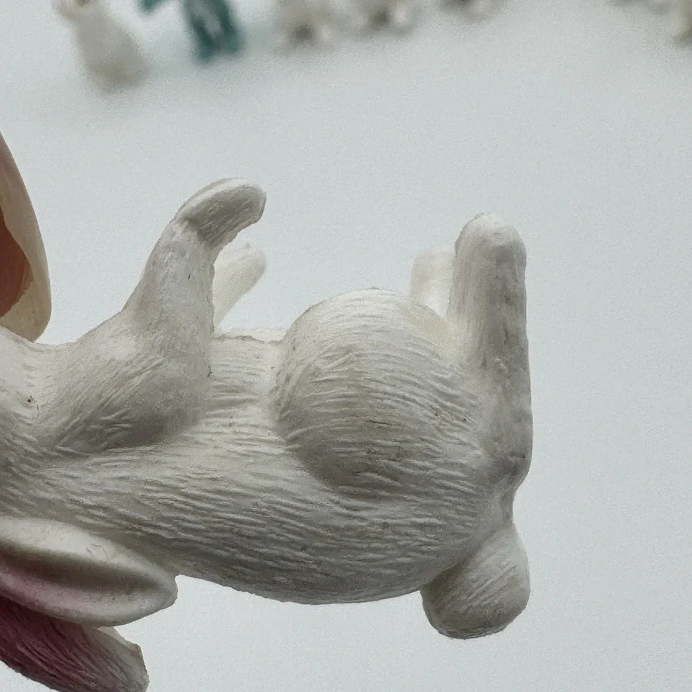 Vintage Hong Kong Plastic Rabbit Figurines Mini Bunny Lot Cake Toppers‎ kitsch